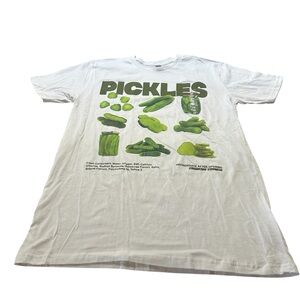 White Graphic Pickles Tee with Green Print